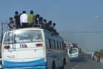 Crowded buses and transport near Kathmandu, fuel shortages